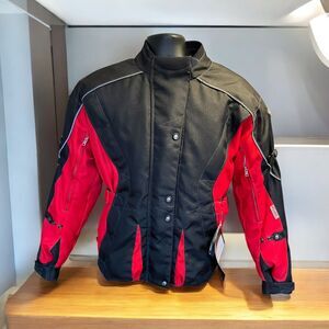 Ladies Sz 12 Red Black Teknic Lady Sequoia Biker Motorcycle Jacket Coat NWT READ